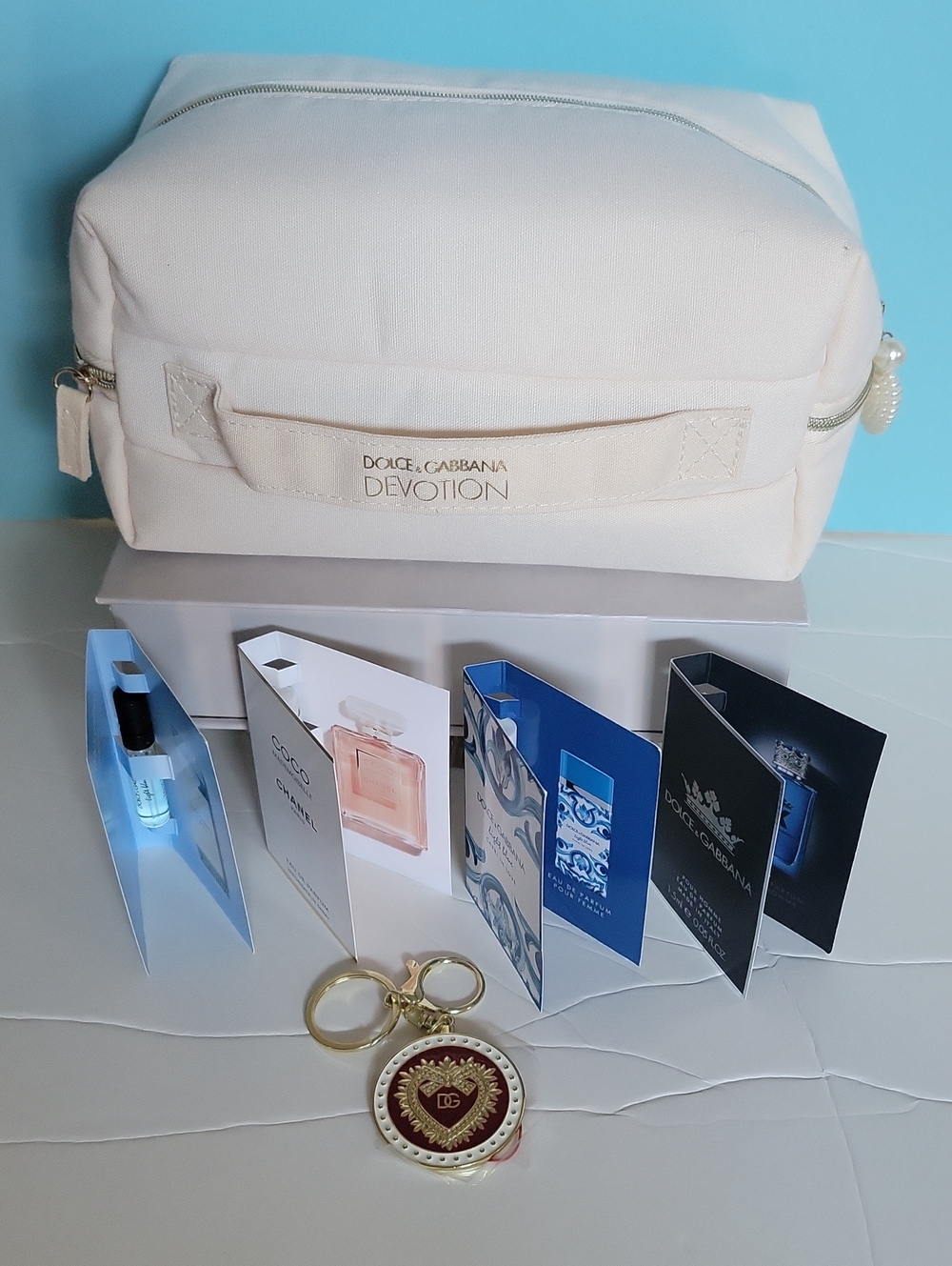Dolce & Gabbana Devotion Satin Cosmetic Pouch in Cream